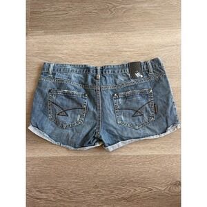 Vexy Vintage Y2K Low Waist Micro Denim Shorts Studded Medium Wash‎ Size 29